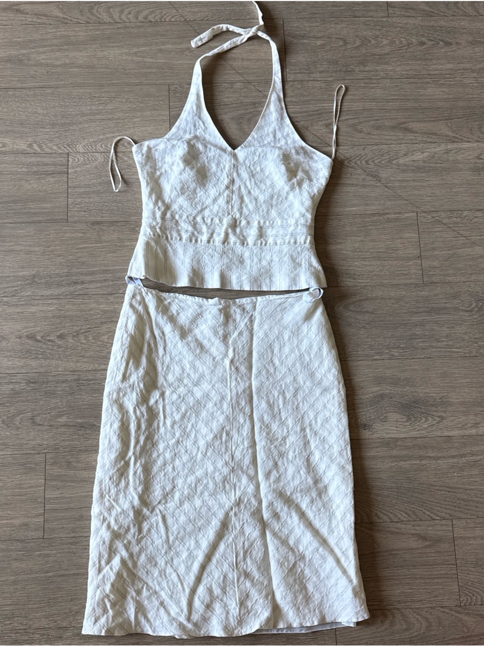 next White Textured coord set